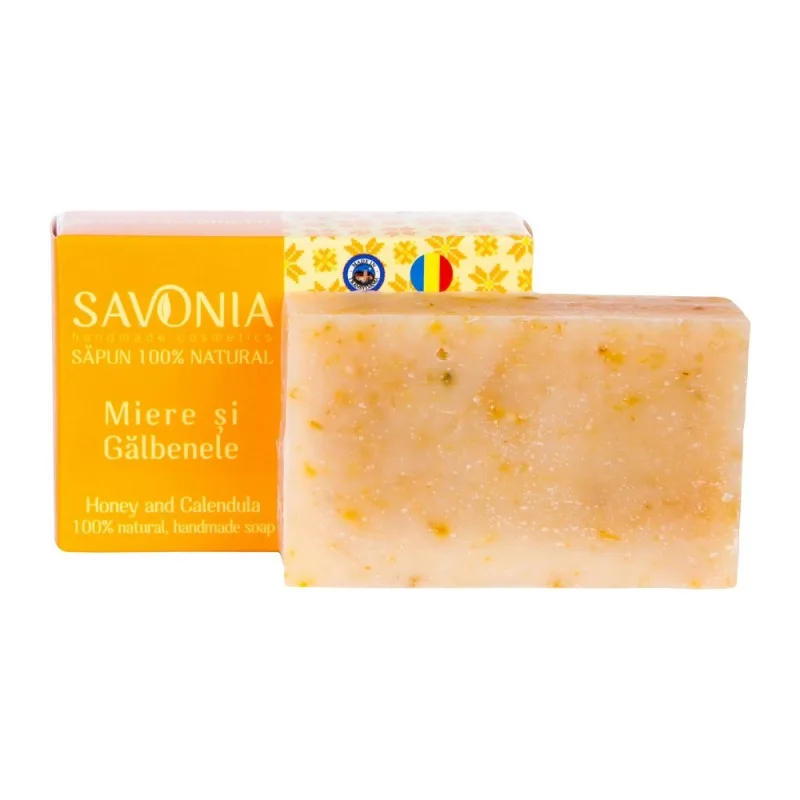 Sapun natural pentru fata maini si corp Miere si Galbenele, 90g, Savonia — preț și oferte