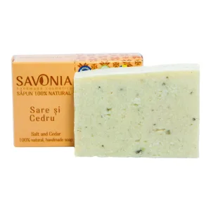 Sapun natural pentru maini si corp Sare si Cedru, 90g, Savonia