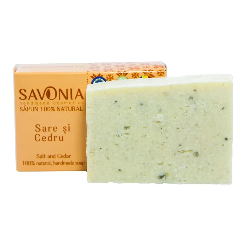 Sapun natural pentru maini si corp Sare si Cedru, 90g, Savonia — preț și oferte