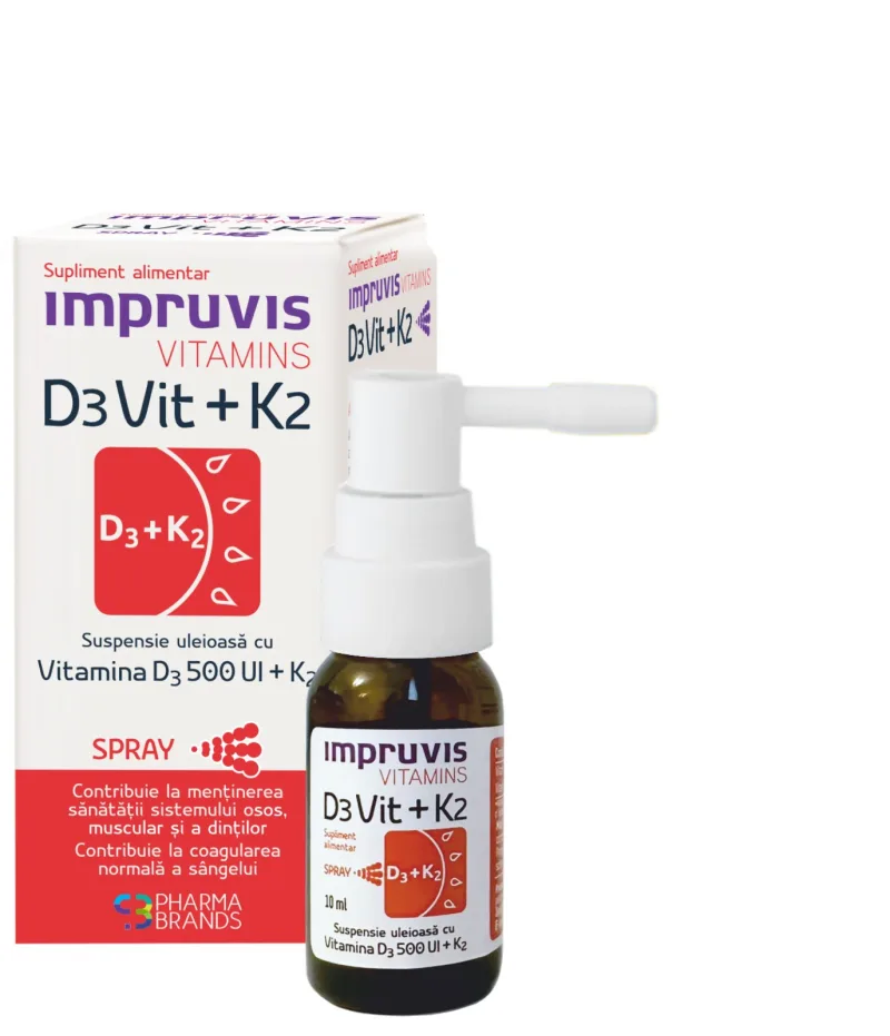Spray suspensie uleioasa cu vitamina D3+K2 Impruvis D3Vit, 10ml, Pharma Brands — preț și oferte