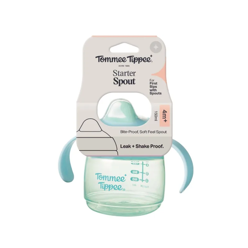 Cana  Starter Spout antiscurgere pentru 4 luni + cu cioc rezistent la muscaturi si manere usor de prins, 150ml, Tommee Tippee — preț și oferte