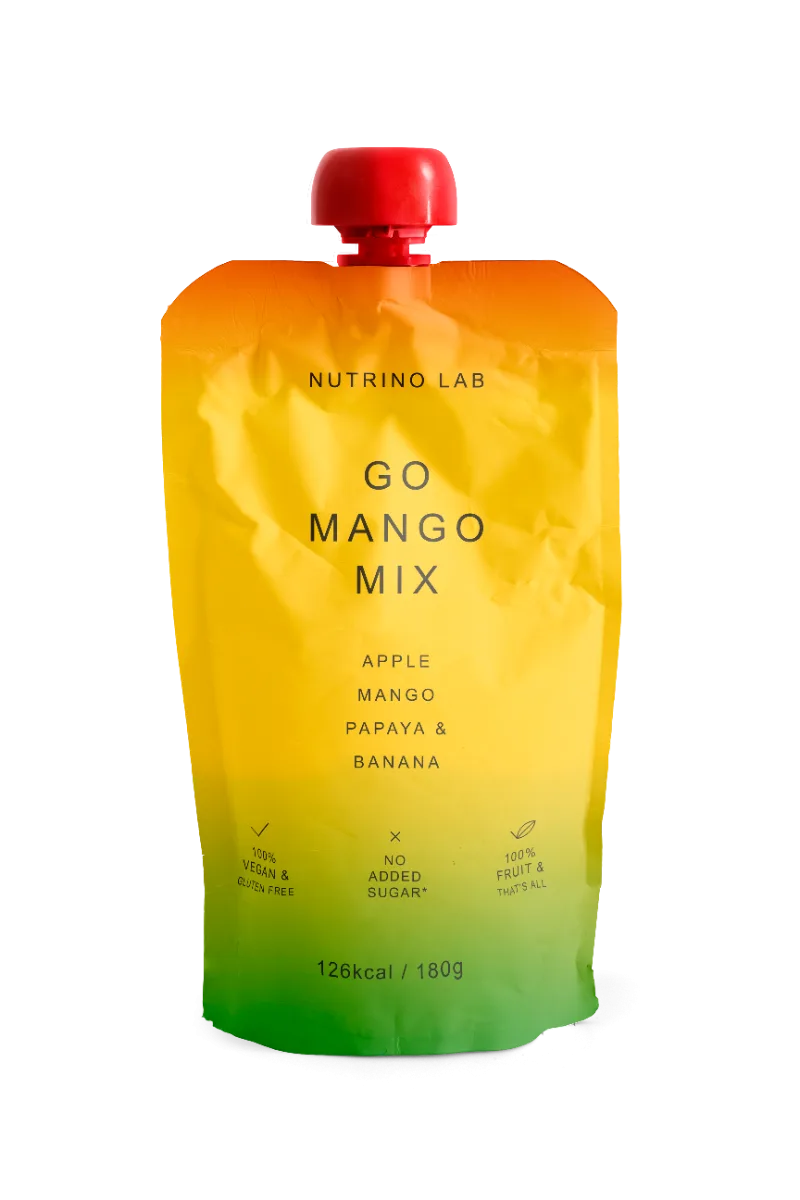 Piure pasteurizat din fructe cu mere mango papaya si banane, 180g, Nutrino Lab — preț și oferte