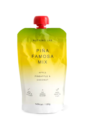 Piure pasteurizat din fructe cu mere ananas si nuca de cocos, 180g, Nutrino Lab