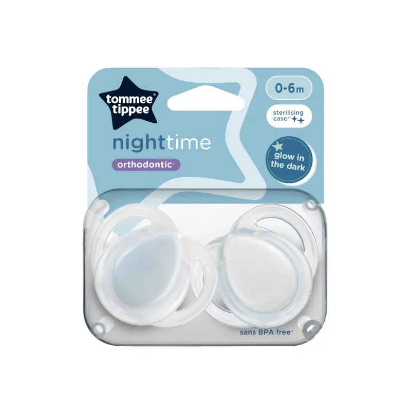 Suzeta ortodontica de noapte care lumineaza in intuneric 0-6 luni Transparent, 2 bucati, Tommee Tippee — preț și oferte
