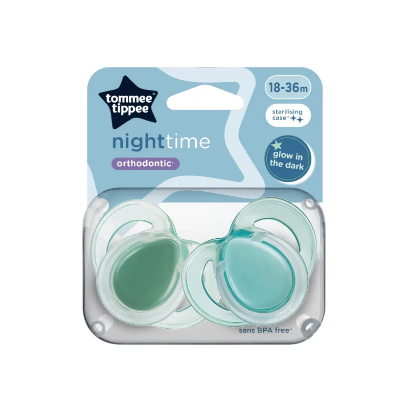 Suzeta ortodontica de noapte care lumineaza in intuneric pentru 18-36 luni Verde, 2 bucati, Tommee Tippee — preț și oferte