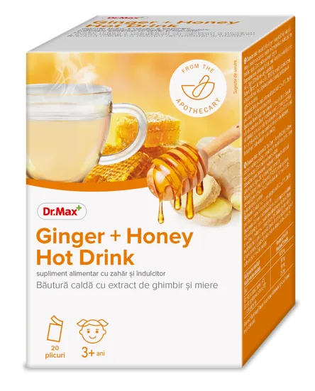Dr. Max bautura calda cu extract de ghimbir si miere, 20 plicuri — preț și oferte