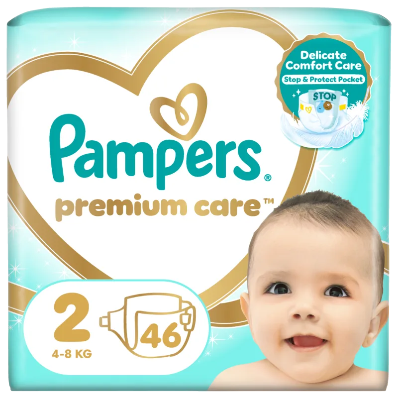 Scutece Premium Care Nr.2 pentru 4-8 kg, 46 bucati, Pampers — preț și oferte