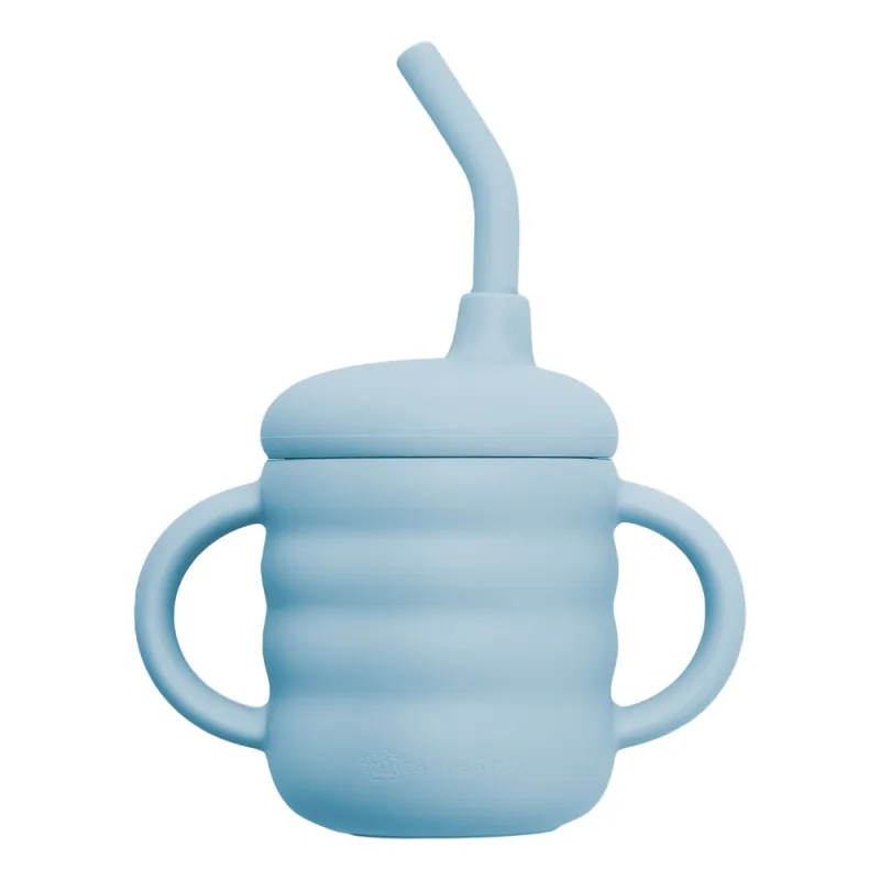 Cana din silicon cu pai Aqua Blue 6 luni+, 1 bucata, Appekids — preț și oferte