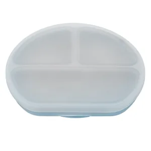Farfurie compartimentata din silicon cu ventuza si capac Aqua Blue 6 luni+, 1 bucata, Appekids