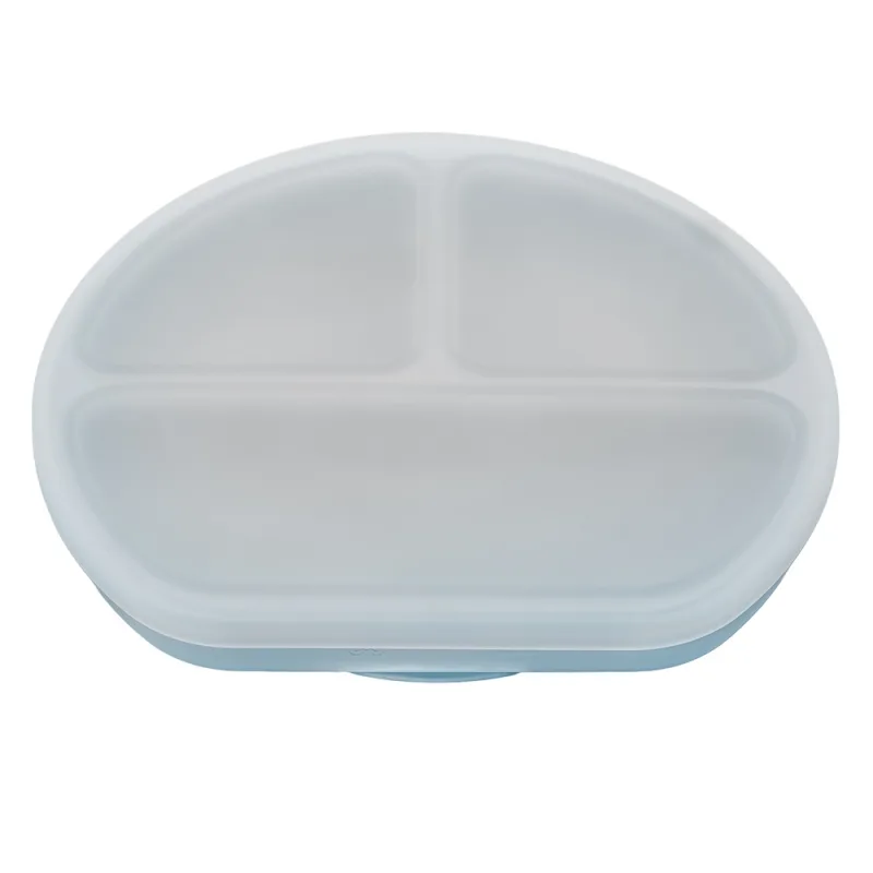 Farfurie compartimentata din silicon cu ventuza si capac Aqua Blue 6 luni+, 1 bucata, Appekids — preț și oferte