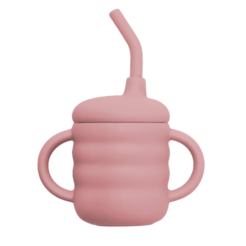 Cana din silicon cu pai Old Rose 6 luni+, 1 bucata, Appekids — preț și oferte