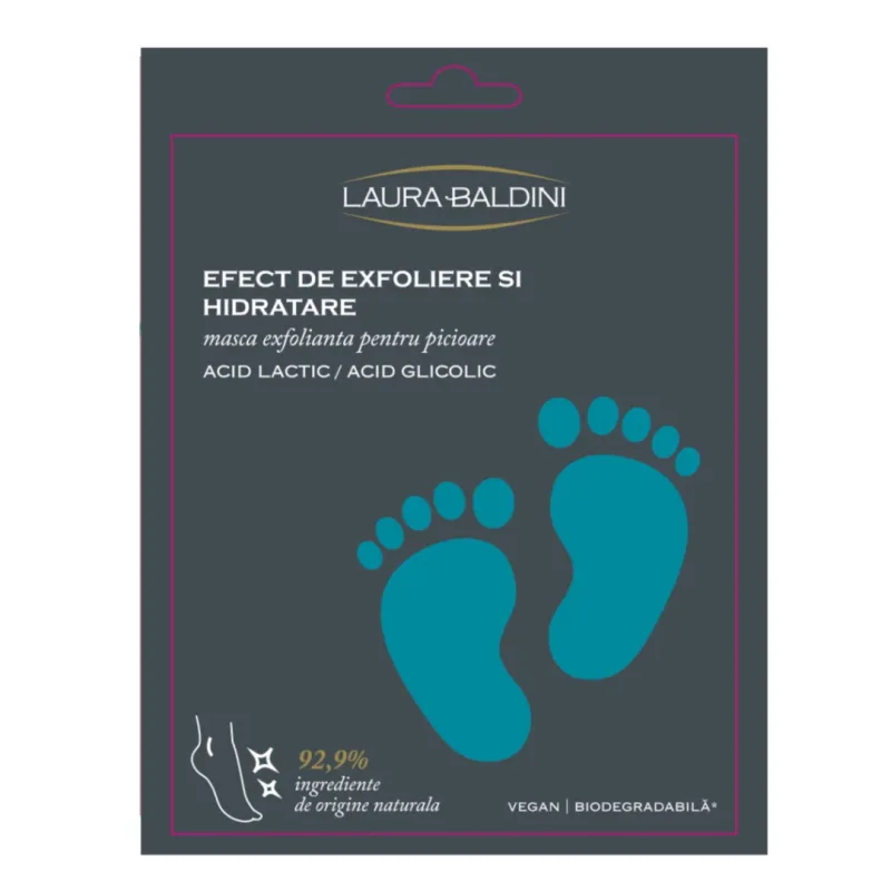 Masca servetel exfolianta pentru picioare, 23 ml, Laura Baldini — preț și oferte