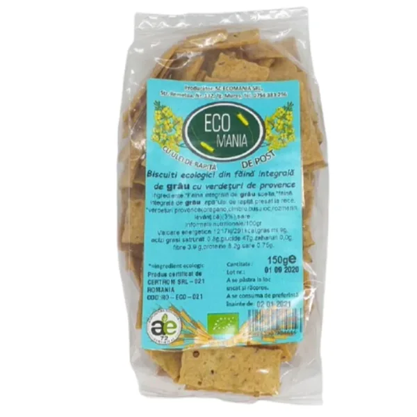 Biscuiti integrali cu verdeturi, 150g, Ecomania — preț și oferte