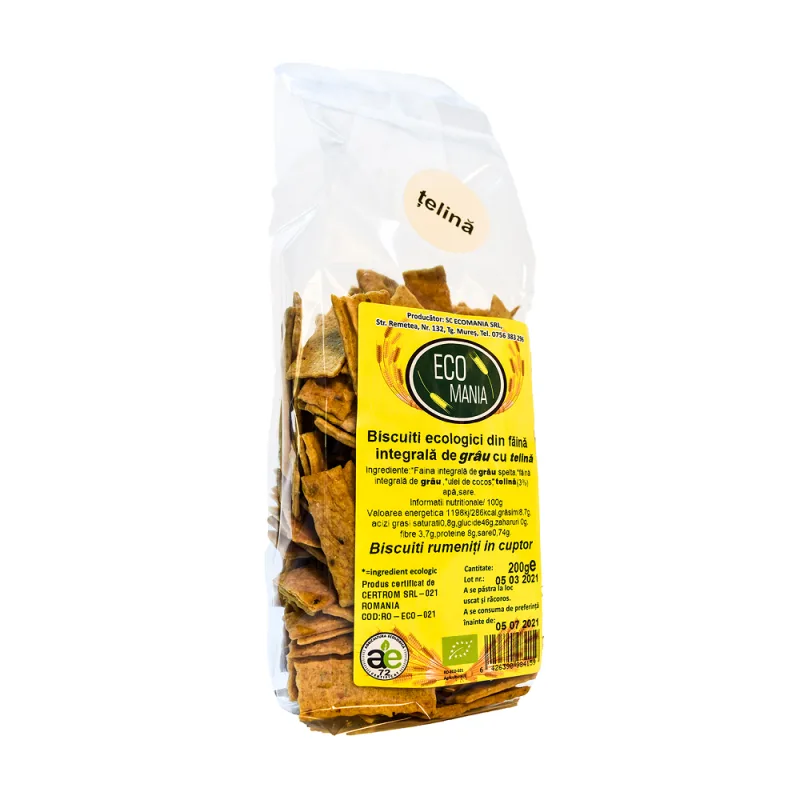 Biscuiti integrali cu telina Bio, 200g, Ecomania — preț și oferte