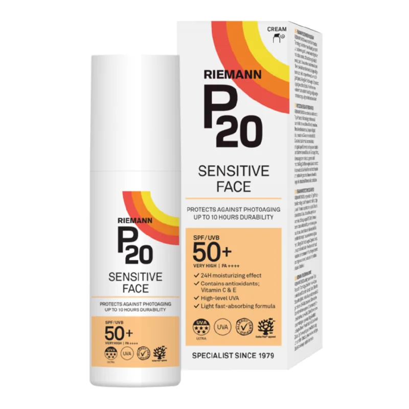 Crema de fata cu protectie solara SPF50+, Sensitive P20, 50ml, Riemann — preț și oferte