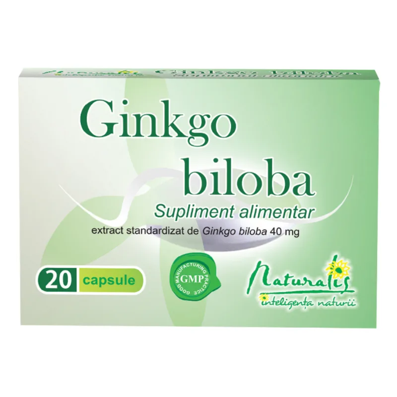 Ginkgo biloba 40mg,  20 capsule, Naturalis — preț și oferte