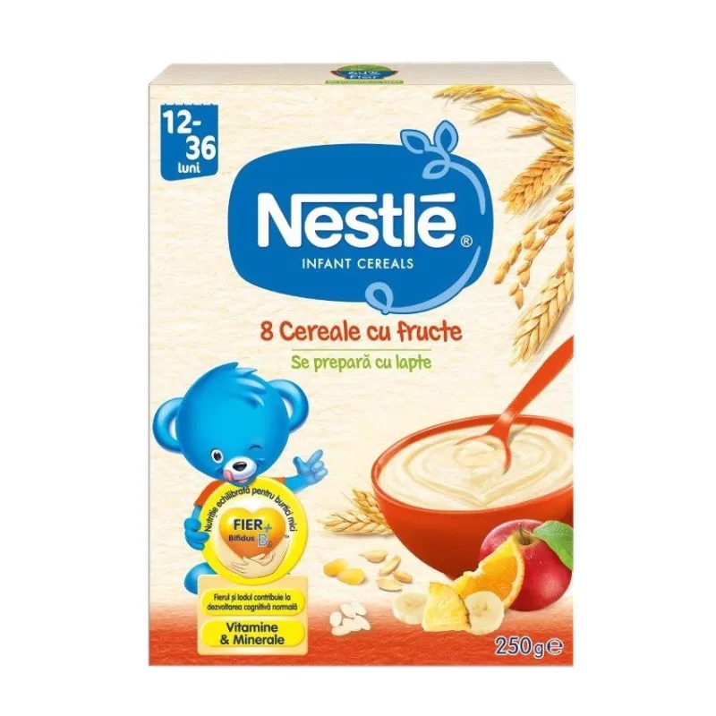 Nestle 8 Cereale cu Fructe 1-3 ani 250 g — preț și oferte