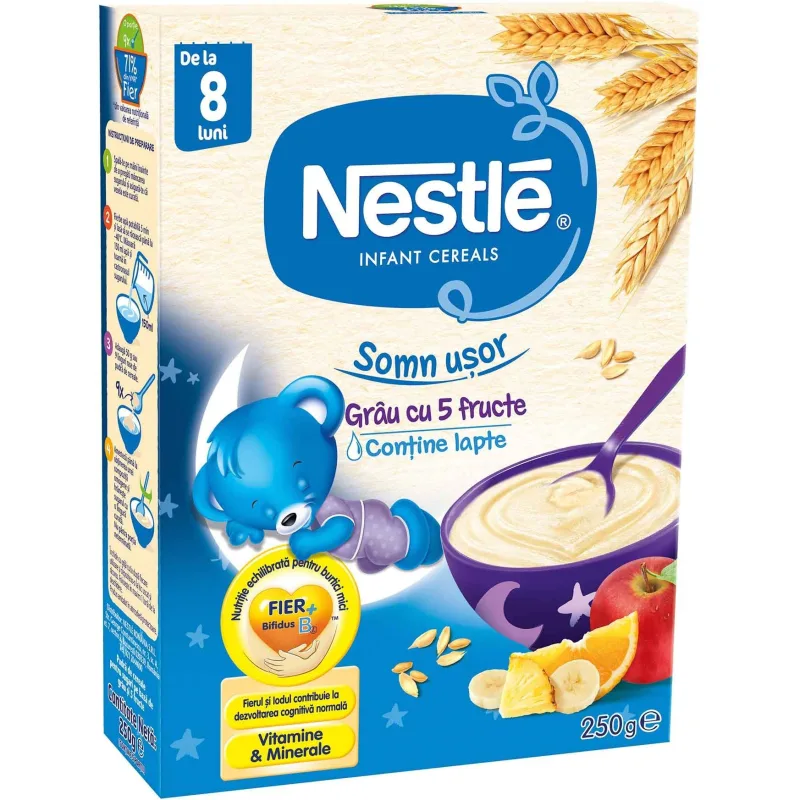 Nestle Somn Usor cu Grau si 5 Fructe 8+ luni 250 g — preț și oferte