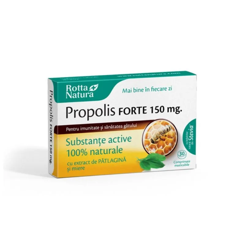 Propolis Forte cu patlagina si miere 150 mg, 30 comprimate, Rotta Natura — preț și oferte