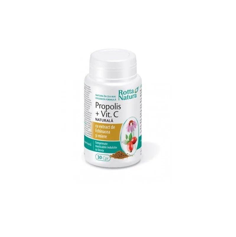 Propolis, Vitamina C naturala, echinacea, miere, 30 comprimate masticabile, Rotta Natura — preț și oferte