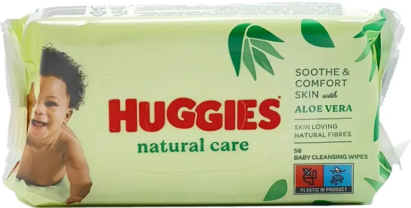 Șervețele umede cu Aloe Vera Natural Care, 56 bucăți, Huggies — preț și oferte
