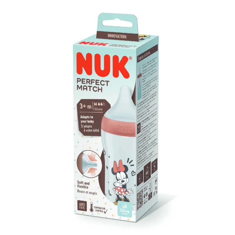 Biberon Perfect Match Minnie, tetina silicon M, 3m+, 260 ml, Nuk — preț și oferte
