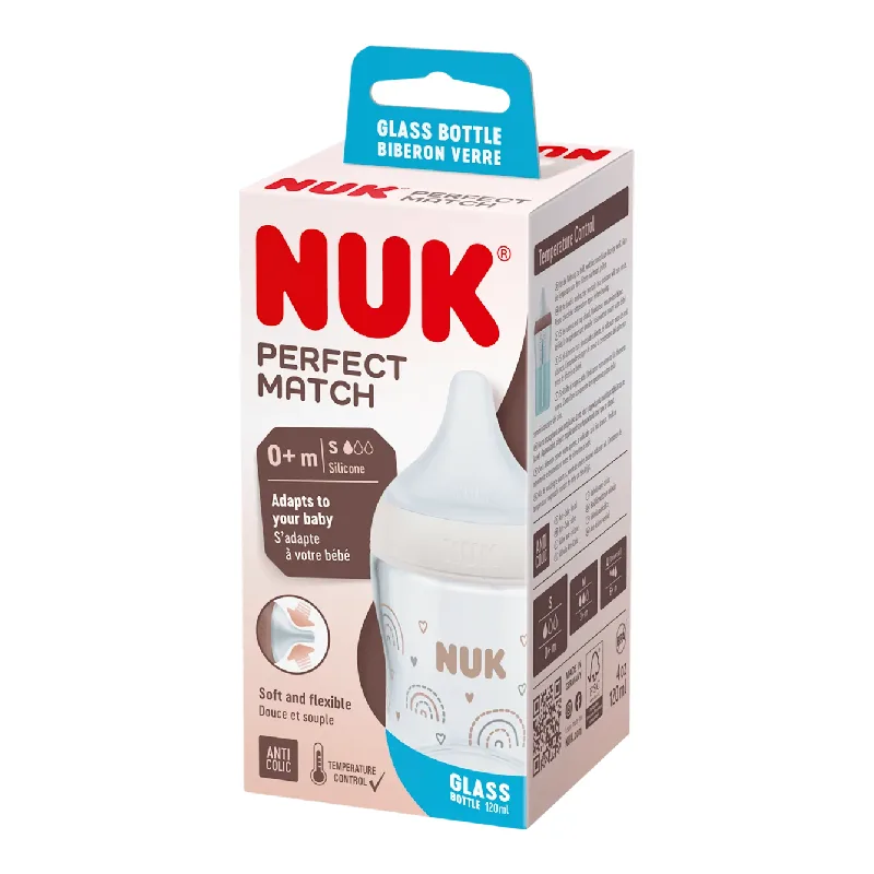 Biberon din sticla Perfect Match, tetina marimea S, 120ml, Nuk — preț și oferte