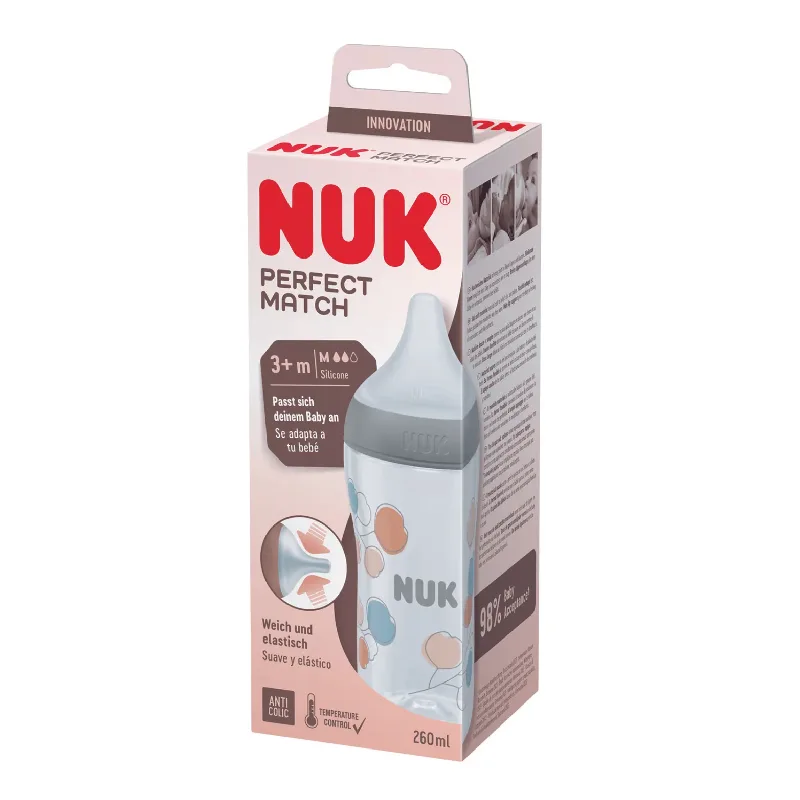 Biberon Perfect Match, tetina marimea M, 3+ luni, 260ml, Nuk — preț și oferte