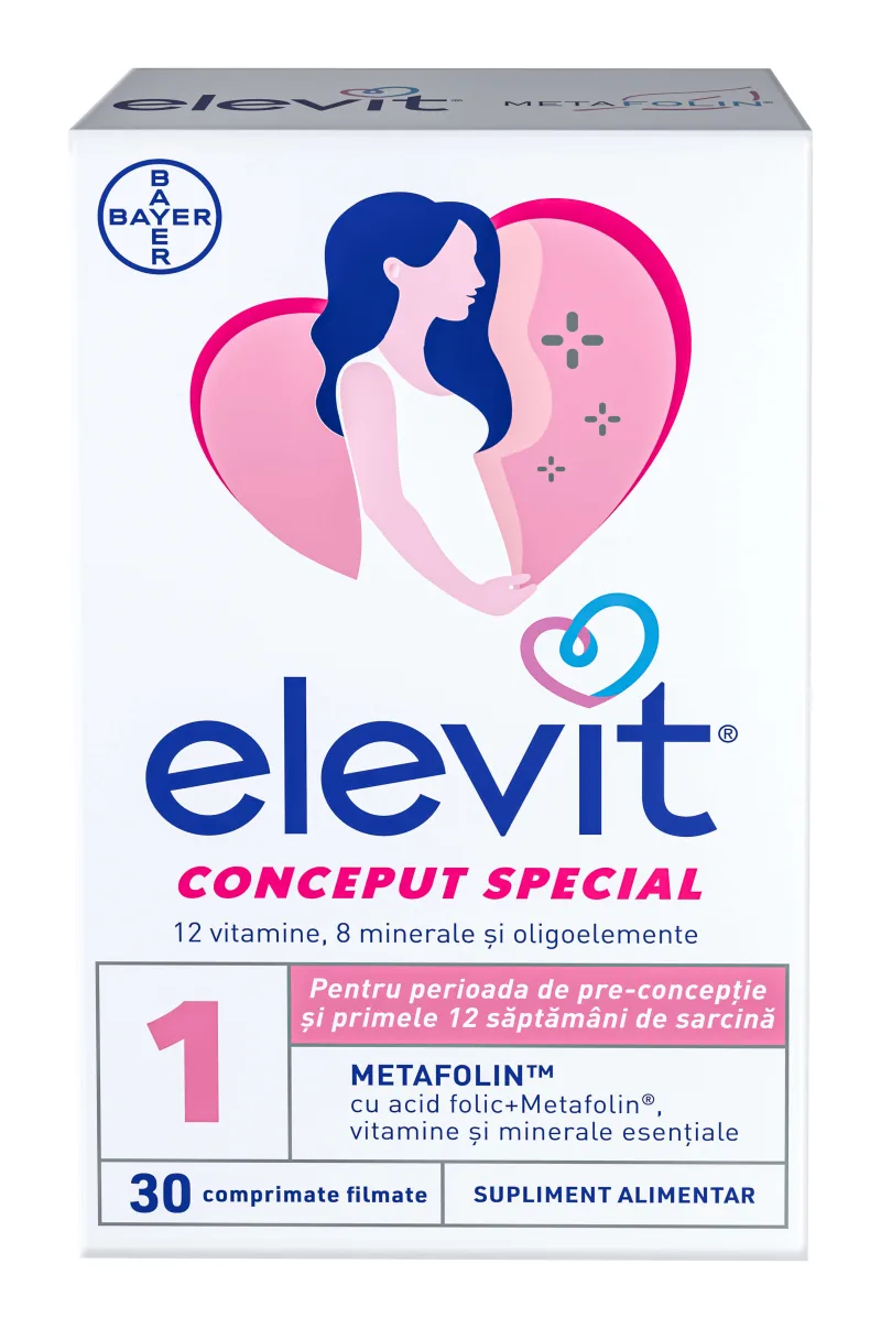 Elevit 1 Multivitamine pentru perioada de pre-conceptie si sarcina  Primul trimestru de sarcina  30 comprimate BAYER — preț și oferte