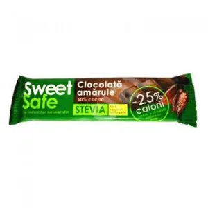 Sweet&Safe Ciocolata neagra indulcita cu stevie 25 g