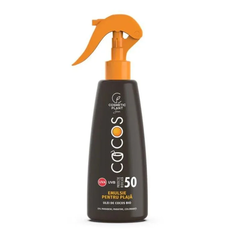 Emulsie plaja COCOS cu ulei de cocos bio, SPF50, 200ml, Cosmetic Plant — preț și oferte