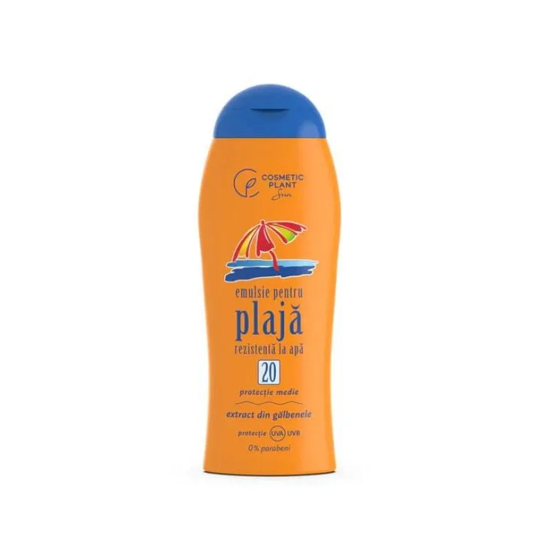 Emulsie plaja cu galbenele, rezistenta la apa, SPF20, 200 ml, Cosmetic Plant — preț și oferte