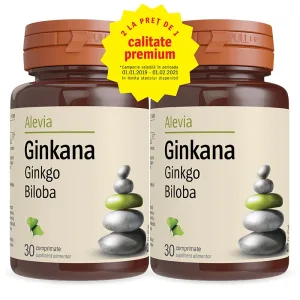 Alevia Pachet Ginkana Ginkgo Biloba 40 mg 30 comprimate 1 + 1 Gratis