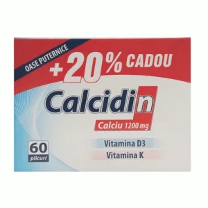 Calcidin + Vitamina D3 + Vitamina K 60 plicuri 20% Cadou