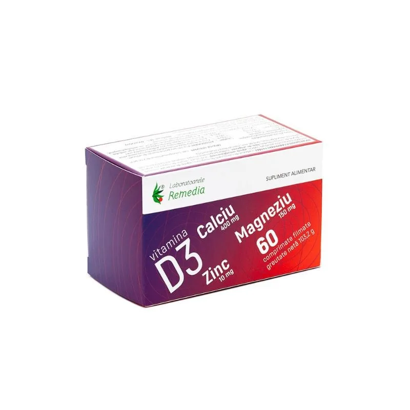 Ca+Mg+Zn + Vitamina D3, 30 plicuri REMEDIA — preț și oferte