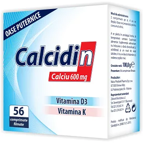 Calcidin + Vitamina D3 + Vitamina K 56 comprimate filmate