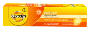 Supradyn Energy Multivitamine – Complex de  Vitamine B - Coenzima Q10 - 13 Vitamine – 9 minerale - Boost de energie 15 comprimate efervescente