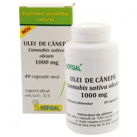 Ulei de canepa 1000mg, 40 capsule, Hofigal — preț și oferte