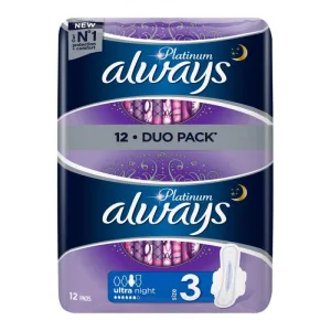 Always Platinum Night Duo Pack Absorbante Size3 12 bucati