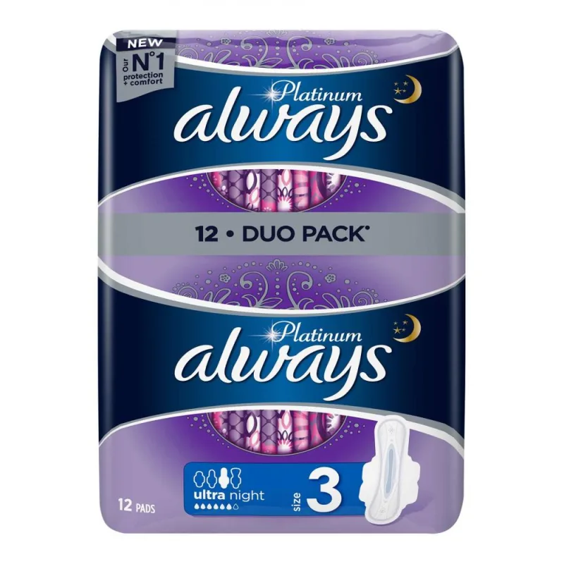 Always Platinum Night Duo Pack Absorbante Size3 12 bucati — preț și oferte