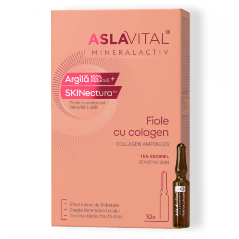 Fiole cu colagen Mineralactiv, 10 fiole*2 ml, Aslavital FARMEC — preț și oferte