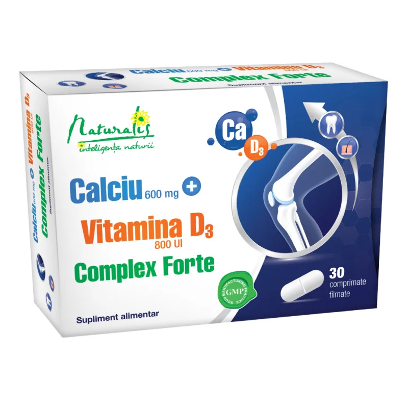Calciu cu Vitamina D3 Complex Forte, 30 comprimate, Naturalis — preț și oferte