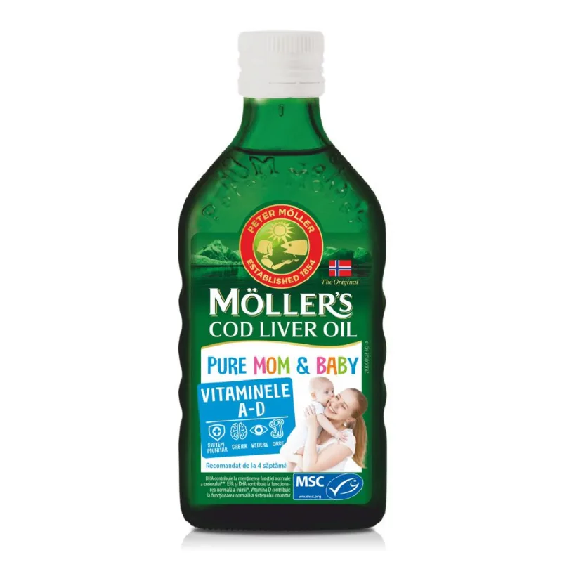 Ulei din ficat de cod Pure Mom&Baby, 250 ml, Moller's — preț și oferte