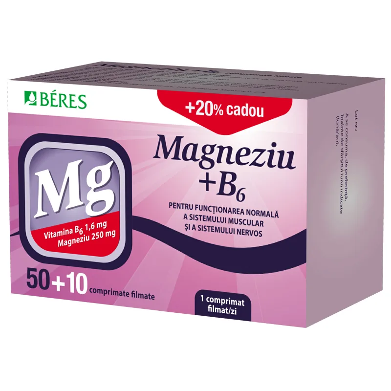 Beres Magneziu + B6 50 comprimate + 10 comprimate cadou — preț și oferte