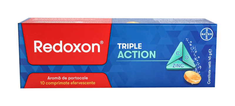 Redoxon Triple Action Vitamine si Zinc pentru sustinerea imunitatii 10 comprimate efervescente BAYER — preț și oferte