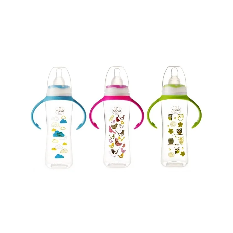 Minut Baby Biberon de plastic cu manere, tetina silicon 6+ luni 250 ml (MIN2019004) — preț și oferte