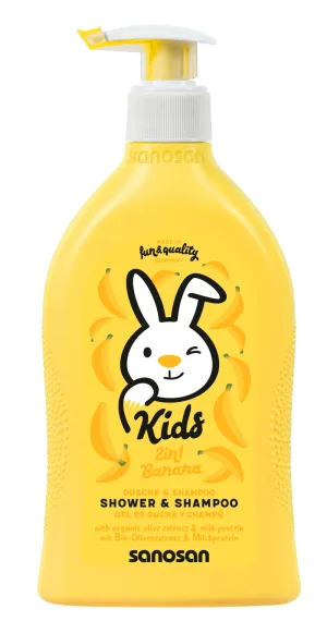 Sanosan Kids Gel Dus & Sampon cu aroma banane  400ml