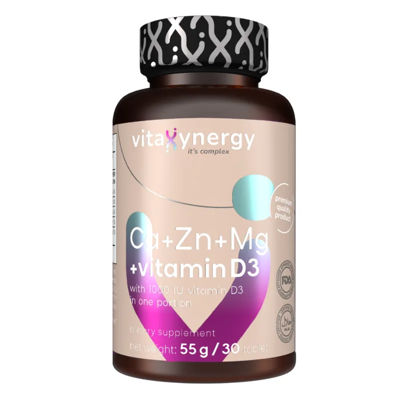 Calciu, Zinc, Magneziu si Vitamina D3, 30 tablete, Vitaxynergy VITAXYENERGY — preț și oferte