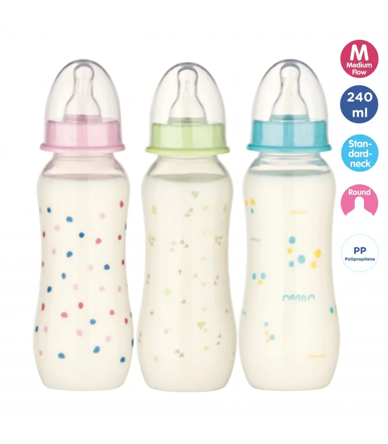 Baby Nova 45010 Biberon cu gat standard M 0-24 luni 240 ml — preț și oferte