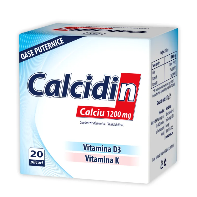 Calcidin, Calciu, 1200 mg, 20 plicuri, Zdrovit — preț și oferte